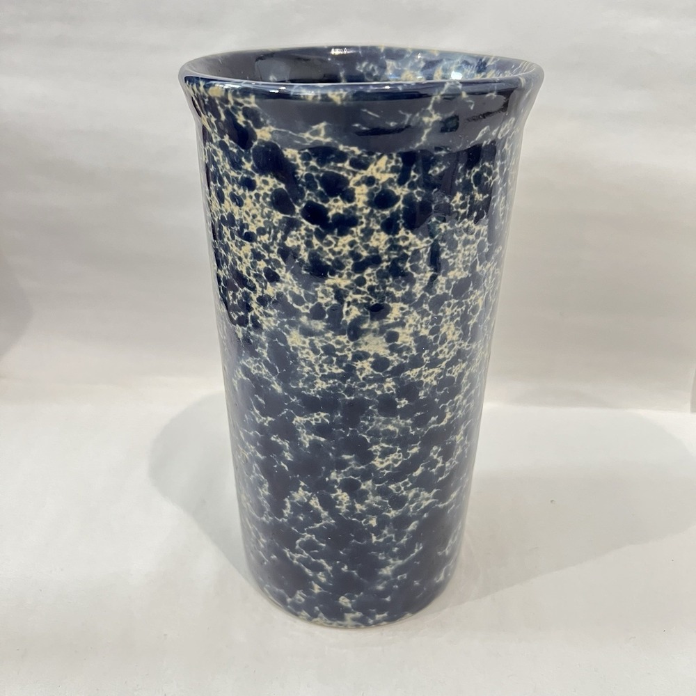 Bennington Potters Tall Utensil Crock 1398 DG‎ Agate Blue Spongeware Vermont